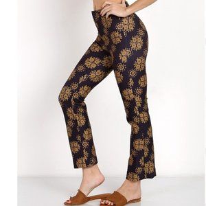 Novella Royale Navy and Gold Floral Straight Leg Pants